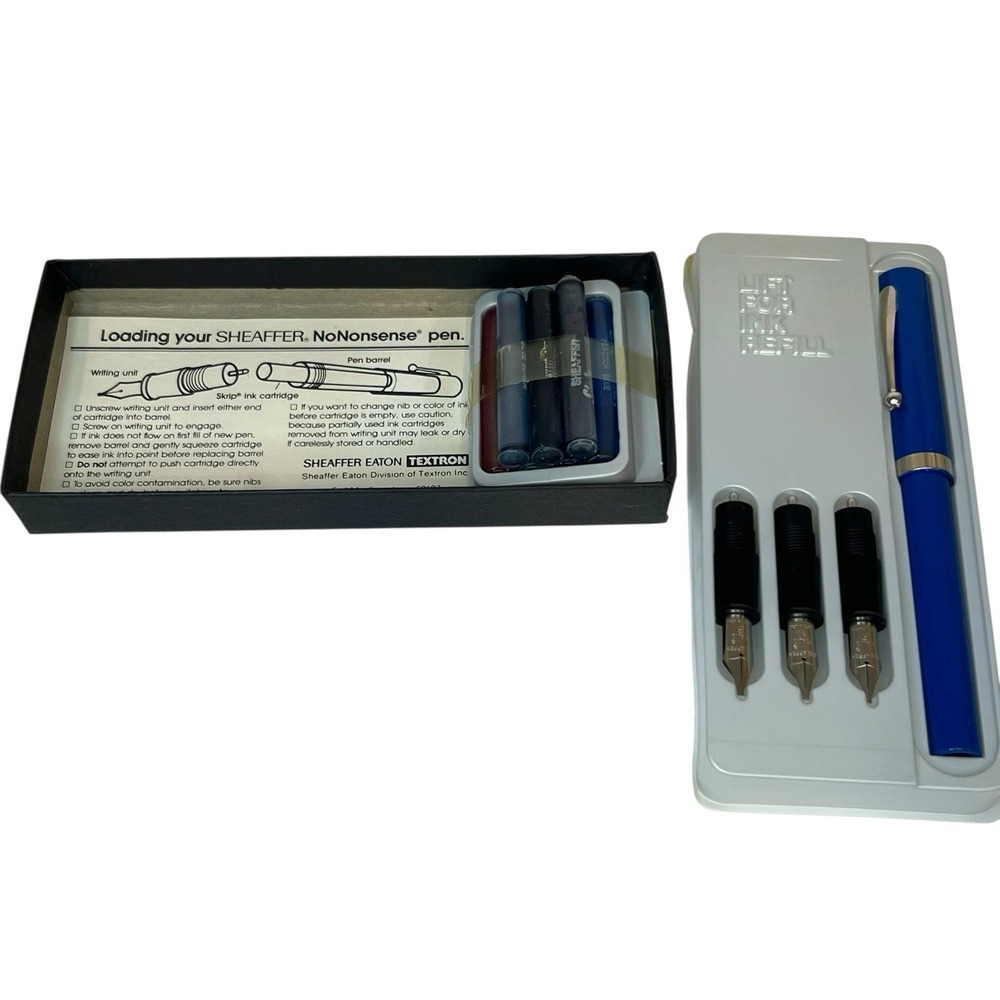 Vintage Sheaffer‎ Calligraphy Pen Set 3 Nibs 7 Colors With Instructions Unused